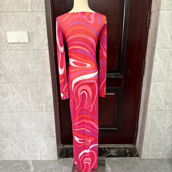 PUCCI Marmo printed mesh maxi dress - Picture 4 of 10